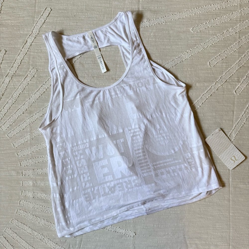 🤍(NWT) LULULEMON Next To Nothing Tank Manifesto Burnout White- Size 10 (Large)